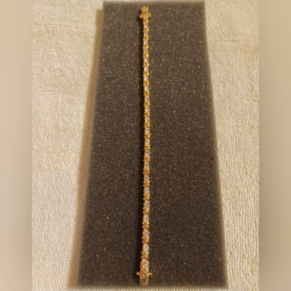 Vintage Cubic Zirconia Bracelet By Roman Circa 1980s, 7" Length